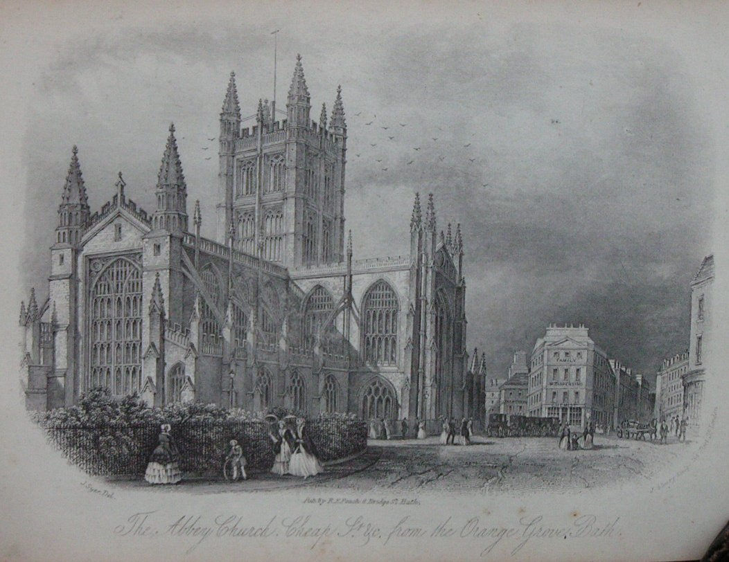 Steel Vignette - The Abbey Church, Cheap St &c, from the Orange Grove,  Bath - Shury